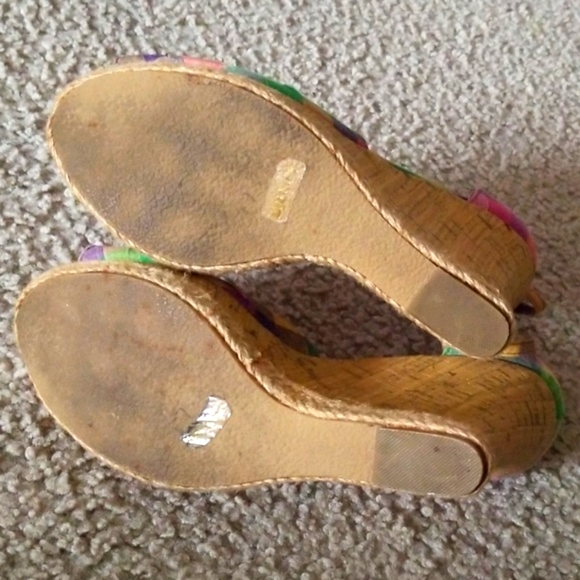 Plaid multi color summer wedge sandals - Picture 6 of 6